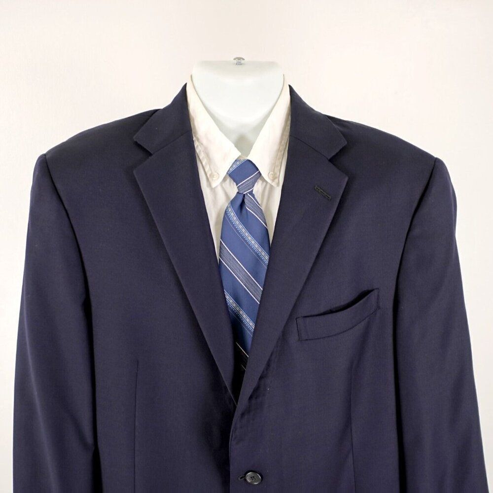 Hart Schaffner Marx Wool Blue 2 Button Blazer 44R Made In USA